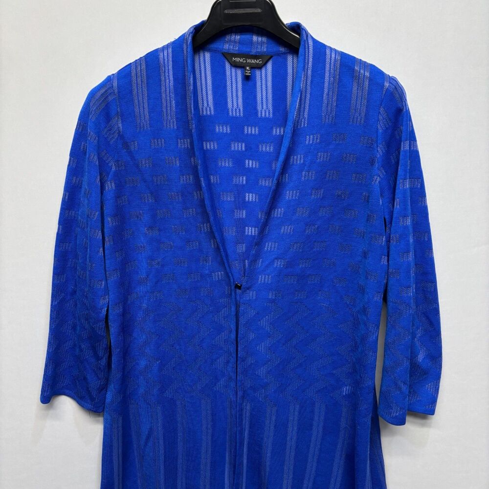 Ming Wang Women 3/4 Sleeve Cardigan Sweater Jacket Size XL X-Large Blue D092 -20 - Picture 10 of 16